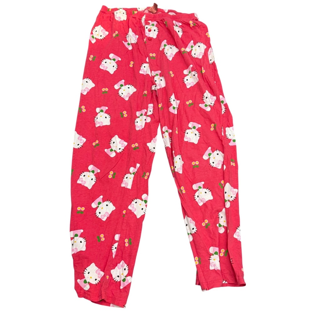 Vintage Hello Kitty Pink All Over Print Pajama Pants 100% Cotton Men's Size XL